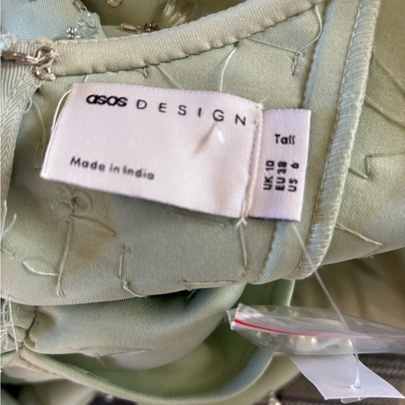 ASOS sweetheart neckline sequin pencil dress mint green cold shoulder - Picture 12 of 12